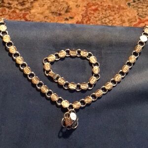 Stamped SARACOV Silver tone Bracelet, Necklace, one Earring could be broach.